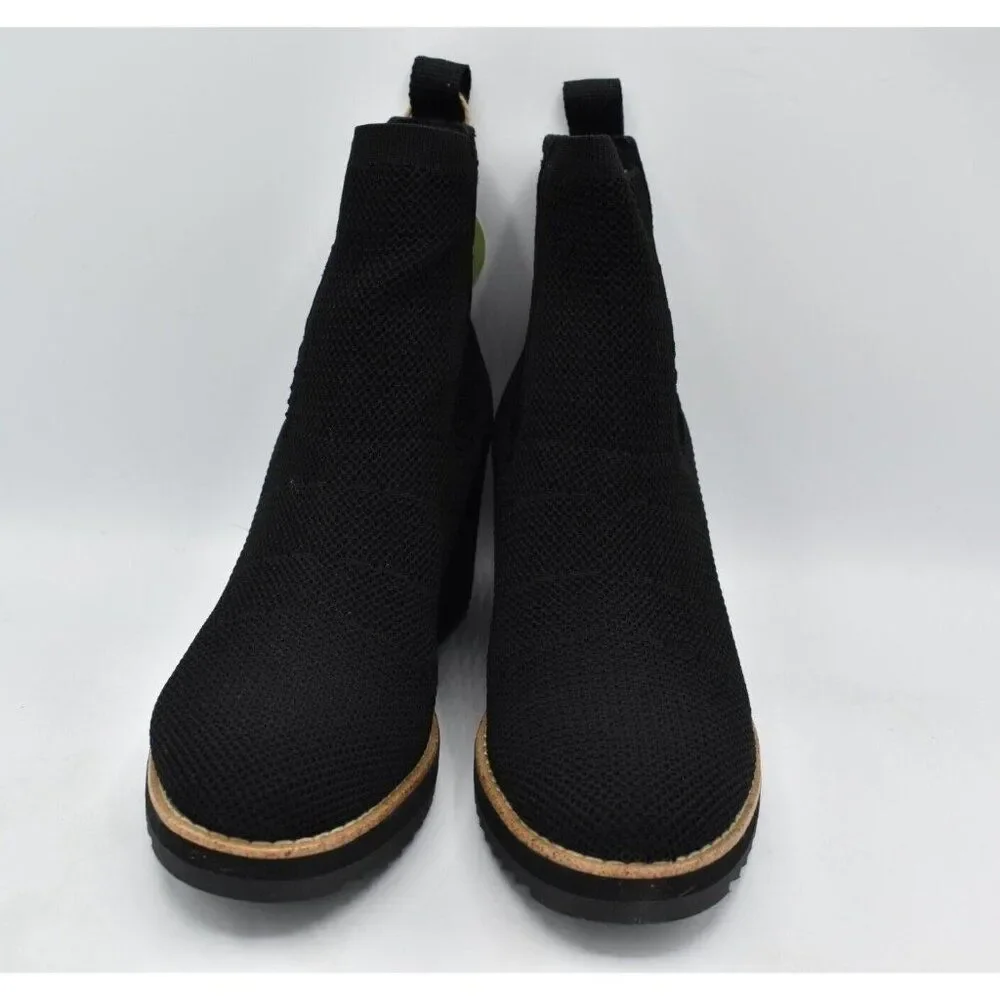 Sofft Women Size 10 Eiley Black Knit‎ Water Resistant Wedge Chelsea Boots